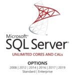 Microsoft SQL Server with Unlimited Cores and CALs, Lifetime Microsoft SQL Server with Unlimited Cores and CALs, Lifetime Image