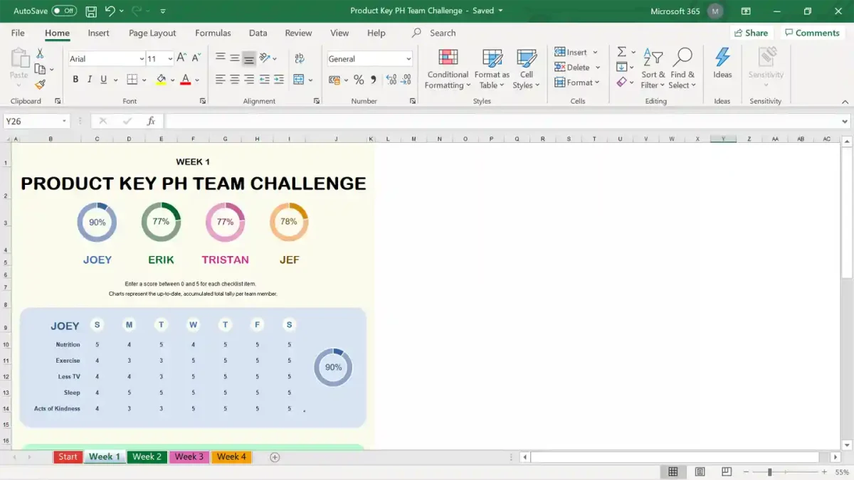 Microsoft Excel desktop interface with charts and formatting tools. Genuine Microsoft Excel license with offline and online access for personal use in the Philippines.