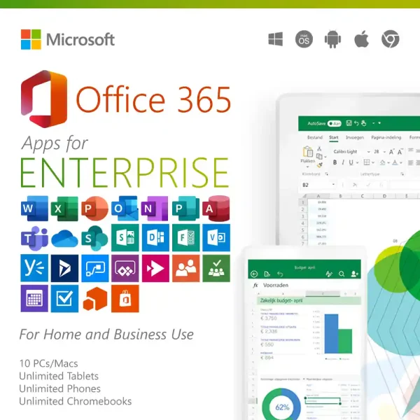 Microsoft Office 365 Business Enterprise genuine license. Available with offline and online access across Windows, Mac, Android, and iOS.