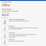Office Home 2024 in-app activation proof, showing the 'Product Activated' status.