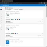 Screenshot showing the Microsoft Office Home & Business 2024 purchase record in a Microsoft account Order History.