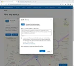 Screenshot of the 'Find my device' feature for a Microsoft Windows 11 Pro for Workstations PC on a map.