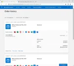 Office Professional Plus 2021 license purchase record shown in the Microsoft account's official Order History page.