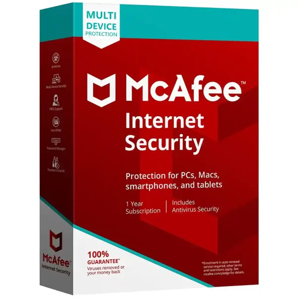 McAfee Internet Security license for 3 to 10 devices, 1 year, for PC, Mac, and mobile for sale in the Philippines.