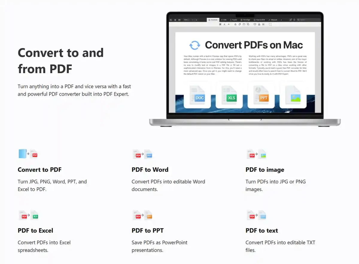PDF Expert license showing tools to convert to and from PDF, including PDF to Word, Excel, and image, in the Philippines.