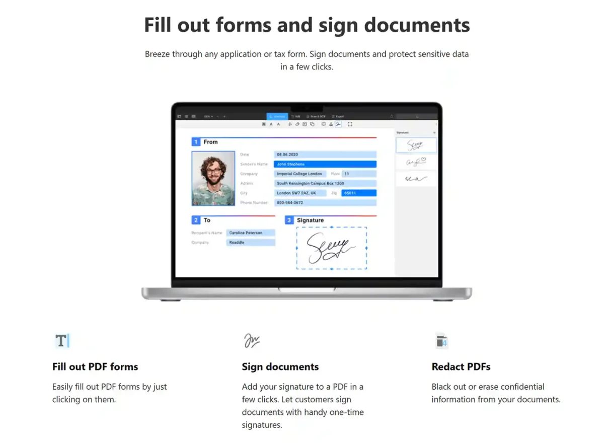 PDF Expert license showing tools to fill out PDF forms, sign documents, and redact sensitive information in the Philippines.