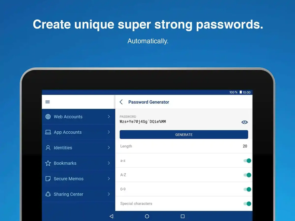 Sticky Password Premium License password generator tool creating strong, unique passwords automatically.