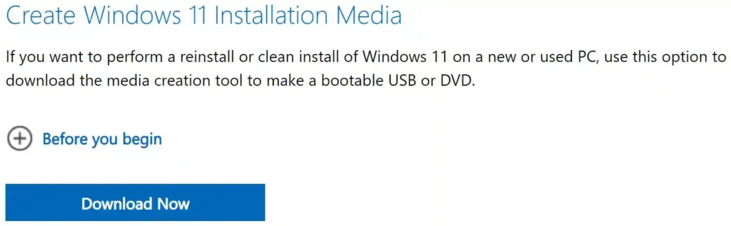 Windows 11 how to create USB installer