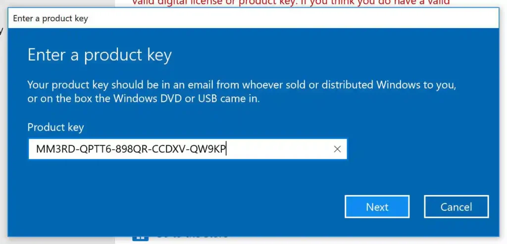 How to enter product key to activate Windows 10